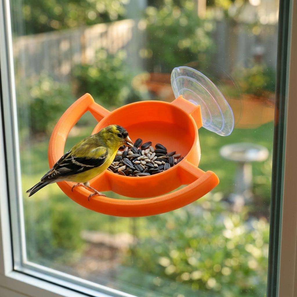 Suction Cup Window Bird Feeder Transparent PC Material Outdoor Use Compatible with Sunflower-Seeds and Mixed Grains