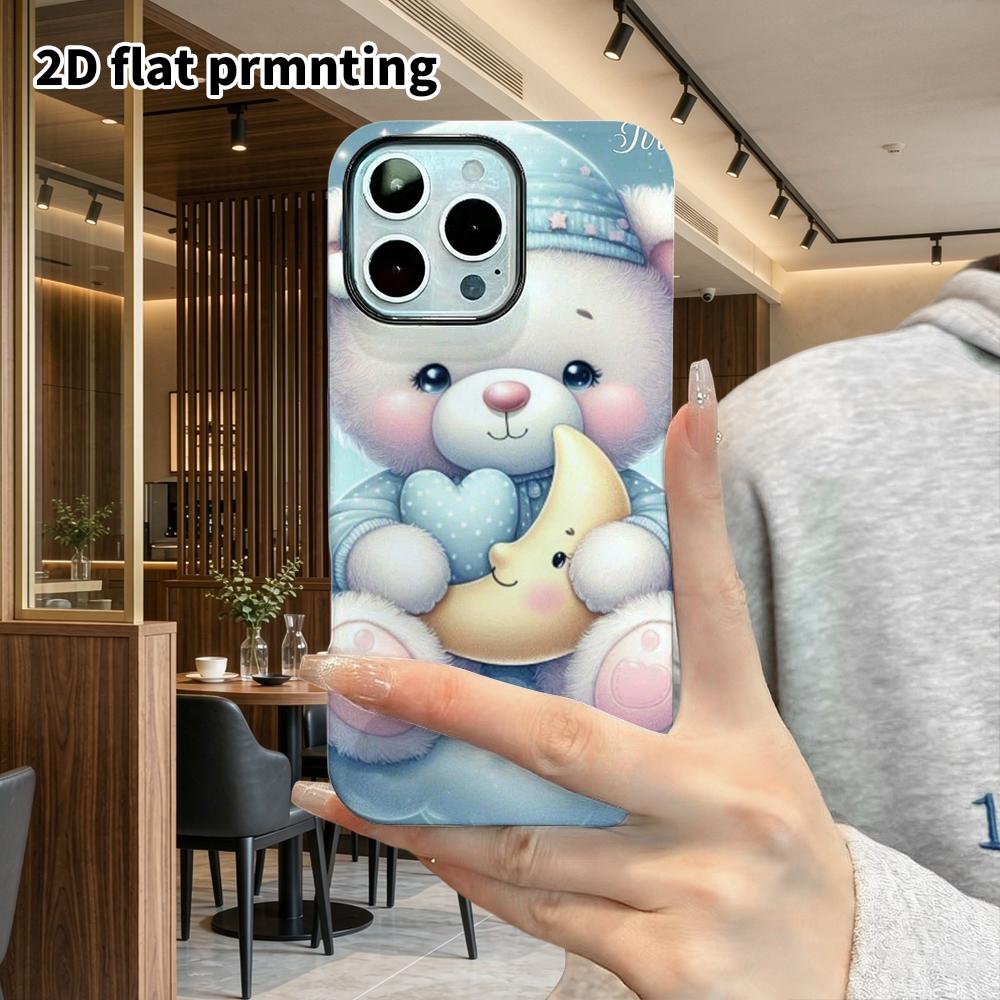 Phone Case: 2D flat suitable for iPhone 18 17 16 15 14 13 Pro film protective case, couple style, sleepy little white bear, Christmas and Halloween gi