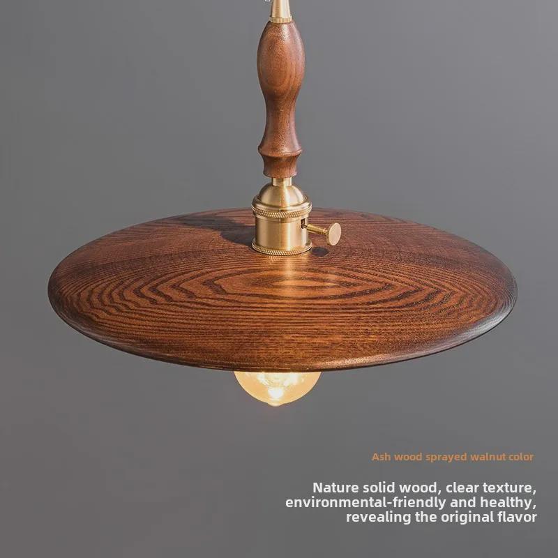 Nordic Style Black Walnut Retro Brass Chandelier for Restaurant or Bar