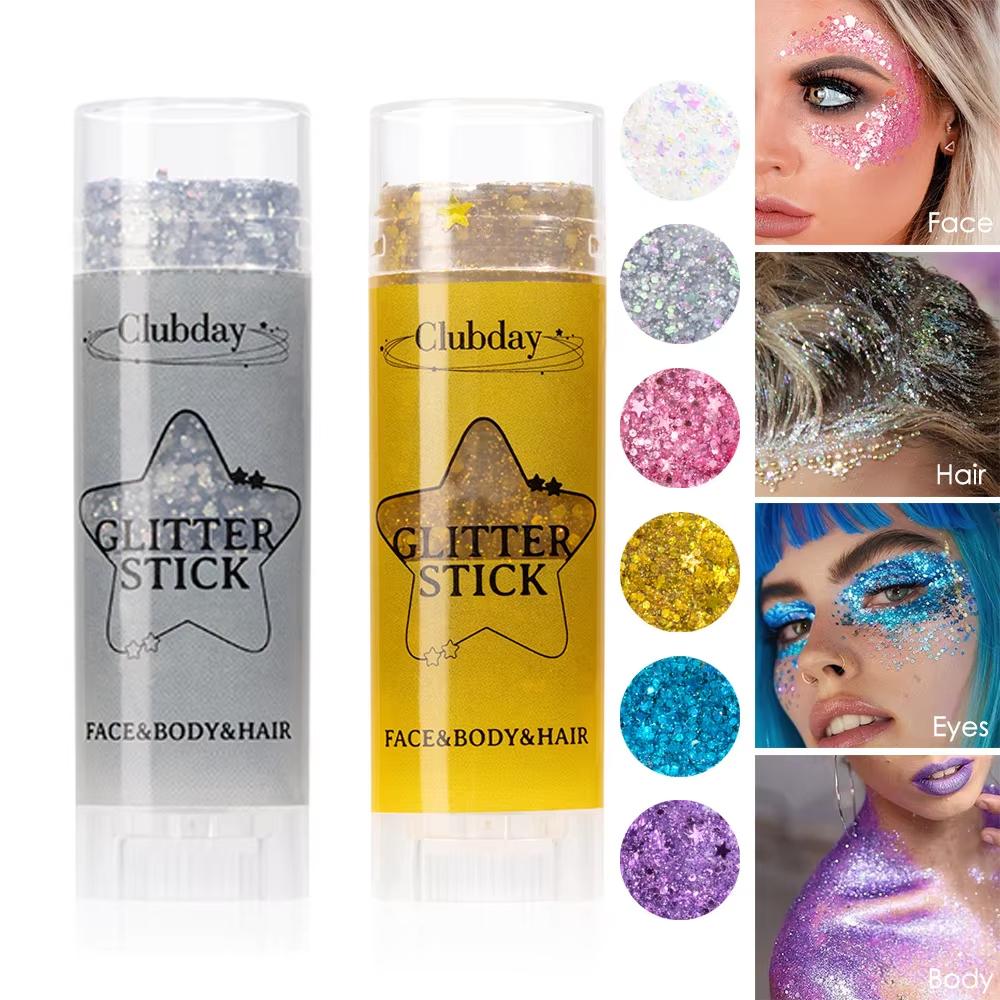 6 Color Sequins Glitter Gel Stick White Silver Pink Eyeshadow Face Body Painting Brighten Stage Makeup Flash Loose Sequins Cream