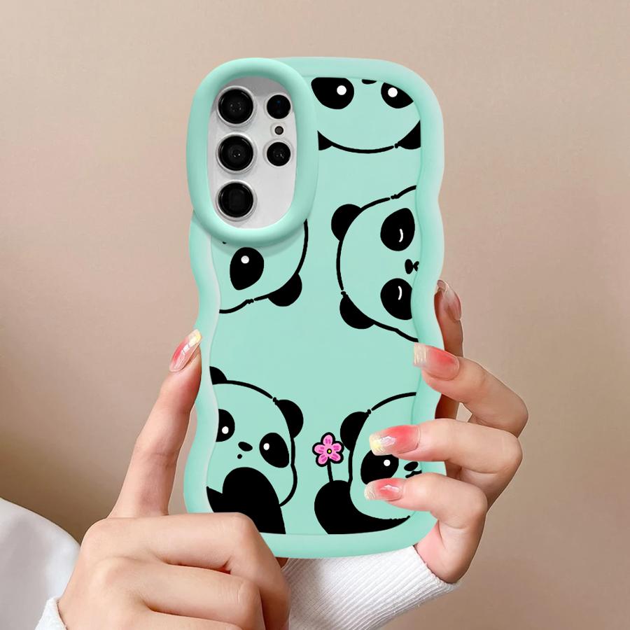 Мягкий чехол-бампер с рисунком панды для Samsung Galaxy A26 S21 S25 S24 S22 Ultra S20 FE A25 S23 Plus A54 A35 A34 A36 A55 A24