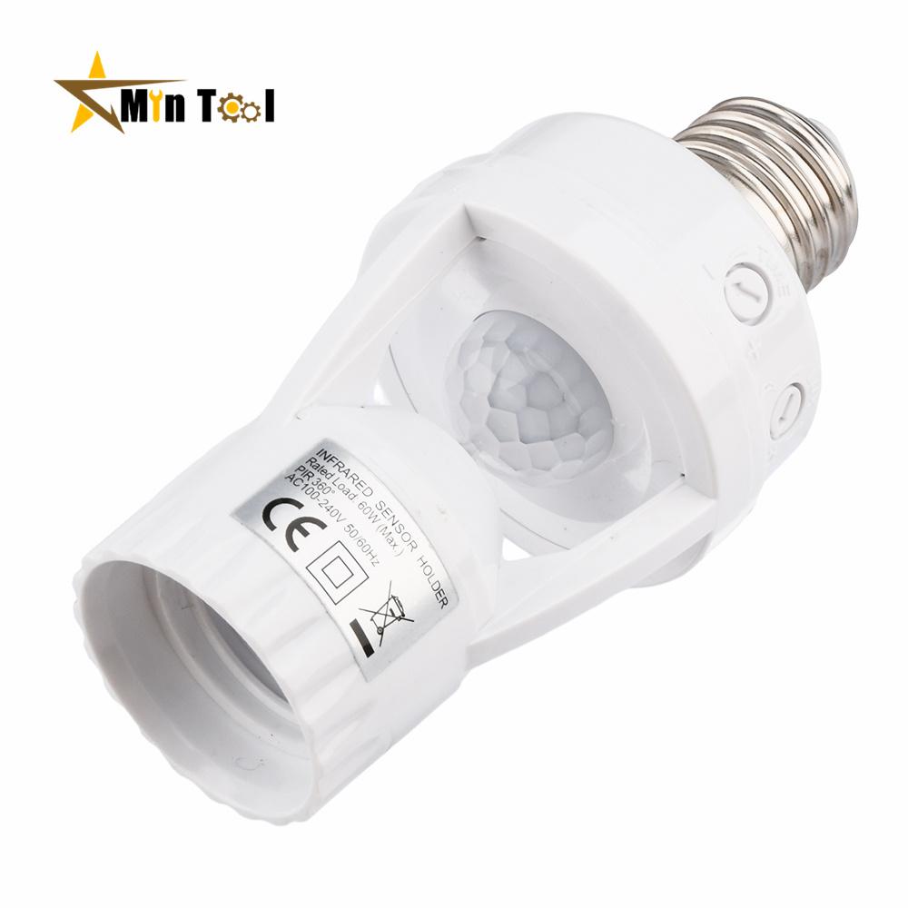 AC100-240V PIR Motion Sensor E27 Socket Converter Lamp Base Intelligent Switch Light Bulb Holder Infrared Sensor Switch