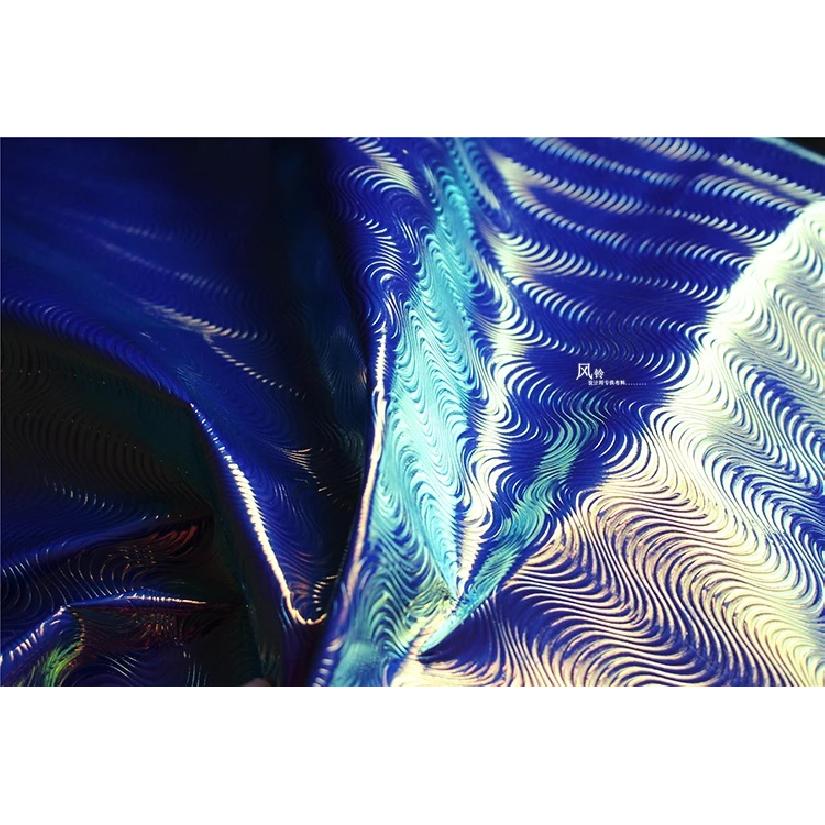 Leather Fabric Colorful Blue Milling Machine Pattern Laser Stage Background Clothing Design Diy Sewing By The Meter