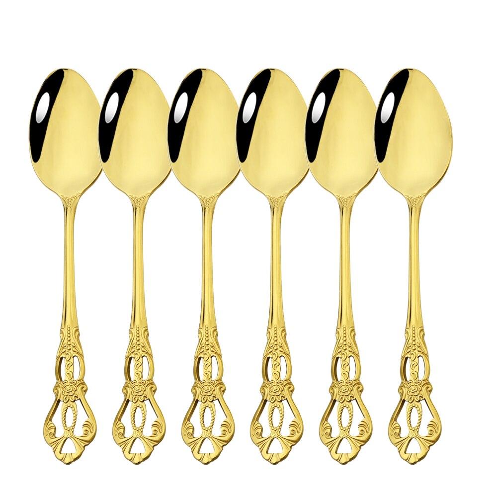 Royal Cutlery Silver Stainless Steel Sets Vintage Spoons Colorful Dinnerware Forks Kitchen Tableware Dinner Western Silverware