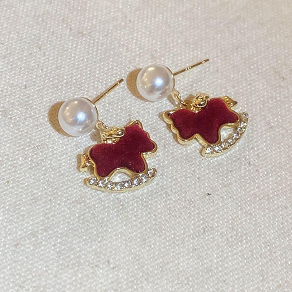 Sparkle Pony Pearl Earrings Cute Ear Studs Delicate Firework pearl earrings Women