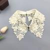 Flower Lace Fake Collar Tie Beading Detachable Collar Shirt False Collar Woman Blouse Top Dickey Detachable Lapel Necklace