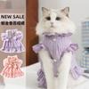 Cat Clothes Spring Summer Princess Style Tulip Pleated Dress Blue Cat Kitten Hairless Cat Pet Cat Clothing