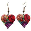 [R1330] - Multicolored 'Columbine & Harlequin' Handcrafted Earrings (heart) - 18x18 Mm