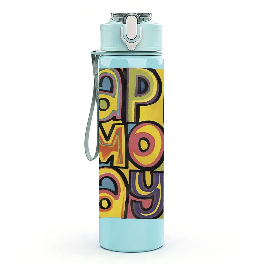1PC Happy Days Colorful 750ml sports water bottle leakproof straw lid outdoor office home