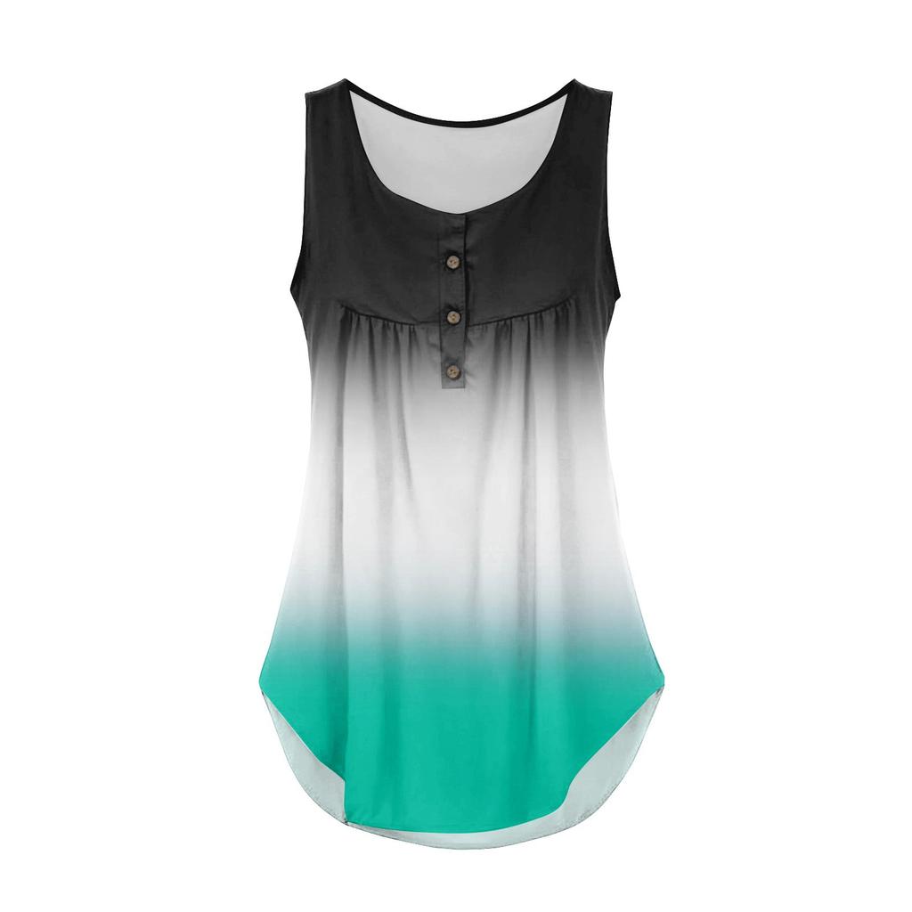 Женская мода плиссированная безрукавка повседневная футболка жилет топ на пуговицах