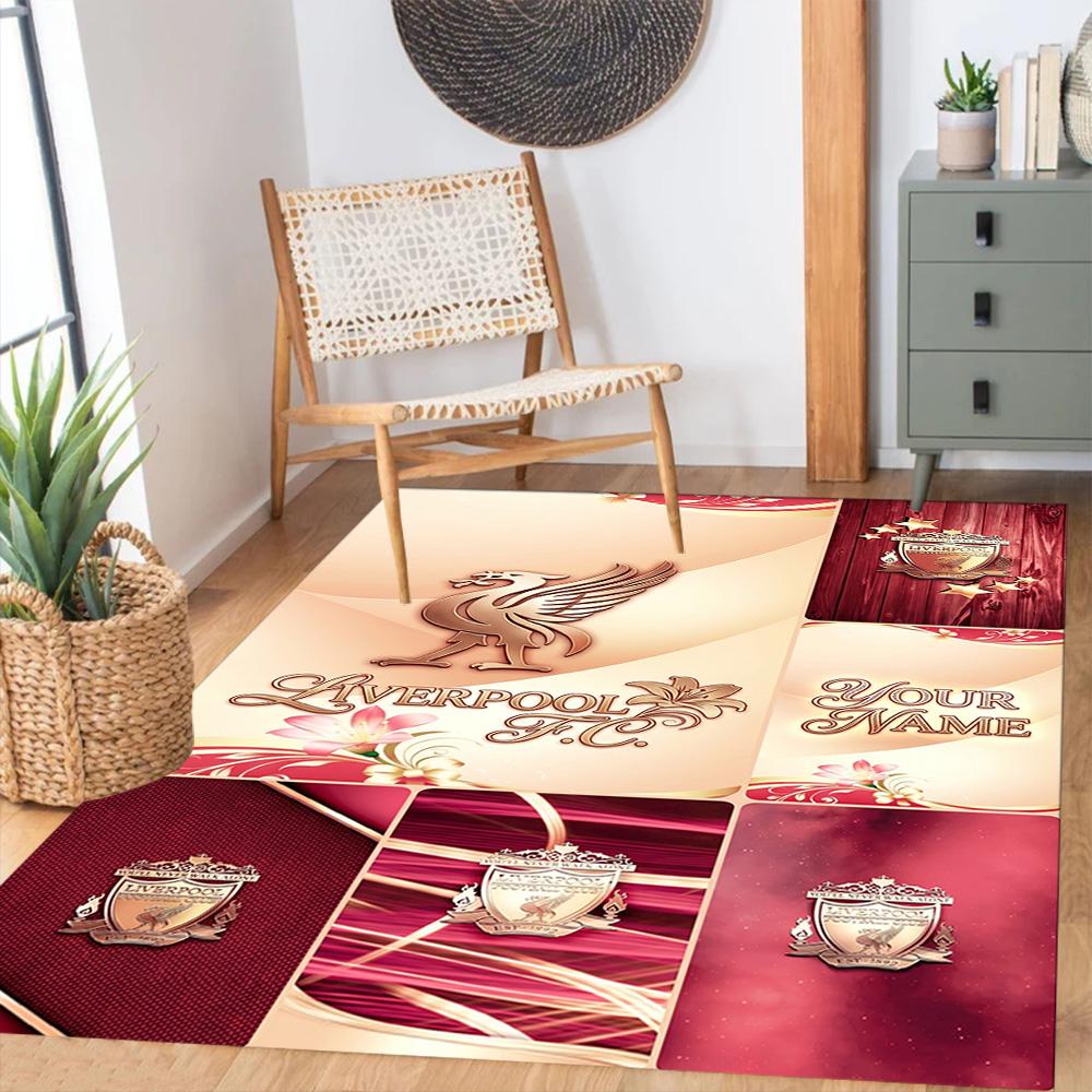 Liverpool Fc Customized Name Area Rug Suitable For Foyer Entryway Decorate Room Outdoor Antislip Carpet Anime Office Decor