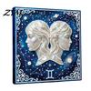 Faux Pearl Painting Set DIY Kit, 12 Zodiac Signs Rhinestone Art for Adults Beginners, Handmade Wooden Frame Fake Wall Decoration Kit