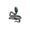 Винтажное кольцо со змеей 'Spirit Snake' из стерлингового серебра 925 пробы с перегородчатой эмалью - Преувеличенное синее кольцо для указательного пальца для мужчин и женщин