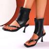 Fashion Plus Size Women's New Summer Sandals Toe-in Leather Stiletto Kitten Heel Cooling Boots