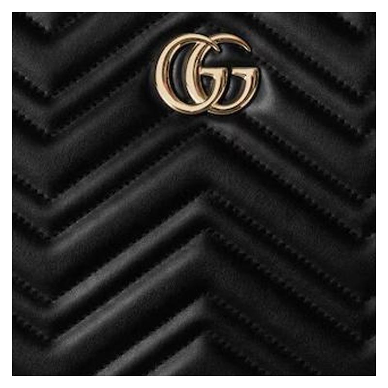 Gucci GG Marmont Classic Double G Logo Leather Clutch Large Women's Black
