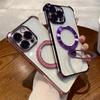 Гальванизированный прозрачный магнитный чехол для iPhone 16 15 14 13 12 11 Pro Max Plus 12 13 Mini для беспроводного чехла Magsafe