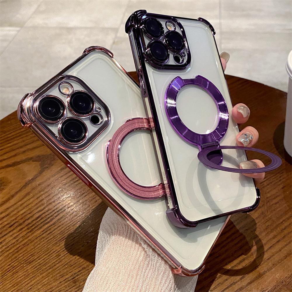 Гальванизированный прозрачный магнитный чехол для iPhone 16 15 14 13 12 11 Pro Max Plus 12 13 Mini для беспроводного чехла Magsafe