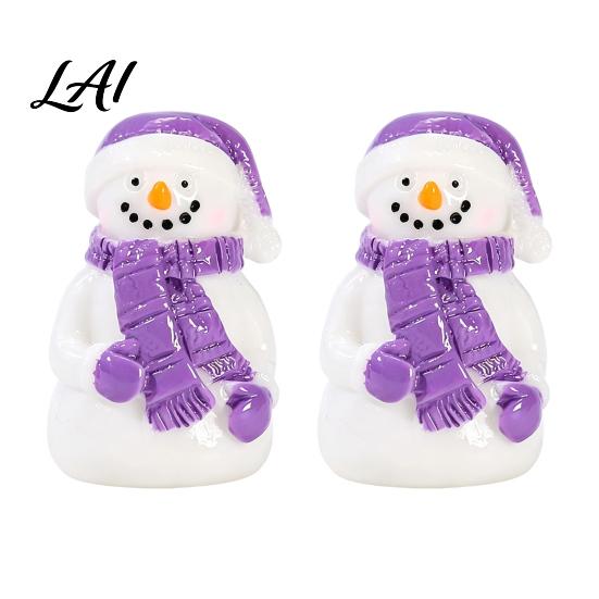 Moss Terrarium Decorations 2Pcs Christmas Mini Snowman Figurines Winter Tiny Resin Decoration Xmas Micro DIY Fairy Garden Supplies Landscape