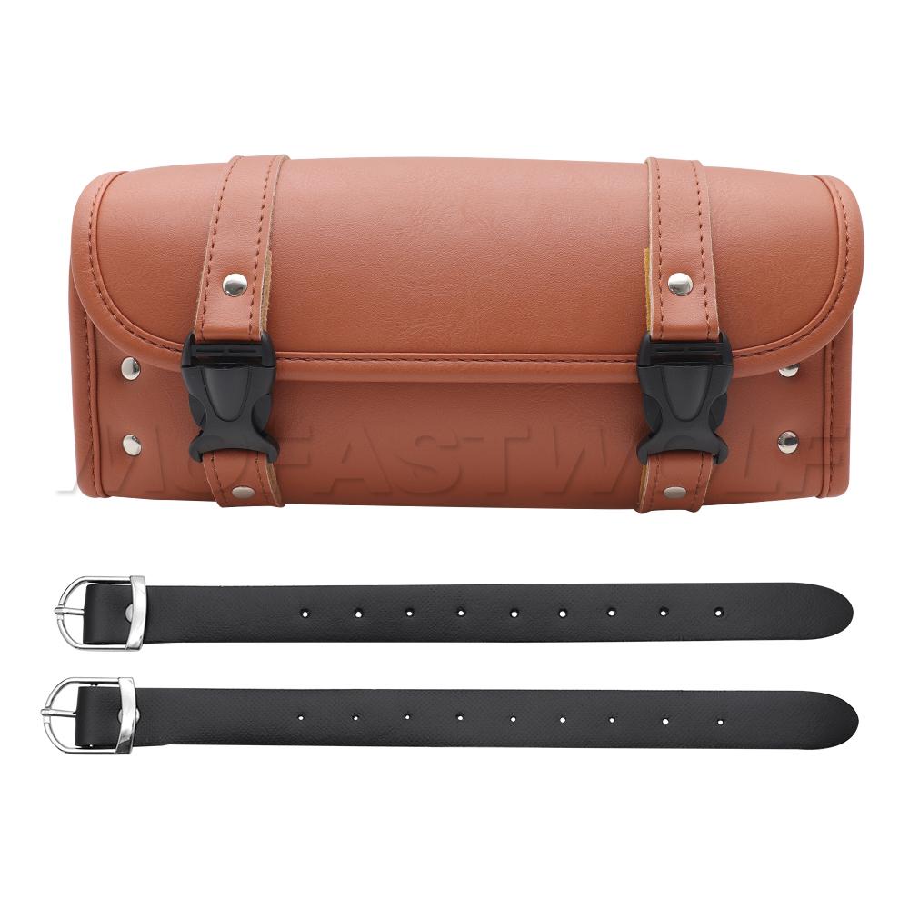 Retro Motorcycle Front Fork Handlebar Bag Tool Side Pack Carry Motorcyclists Leather Roomy Waterproof Motor Tail Bags Luggage