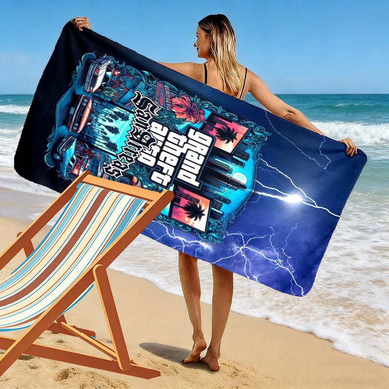 Urban Chaos Crime beach towel beach Outdoor camping swim Absorbent bath towel Outdoor pool towel Outdoor picnic beach mat beach printing Comfort