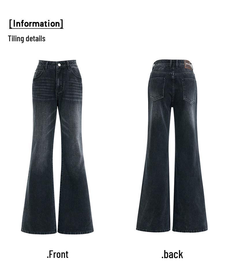 2025 Черно-серые вельветовые джинсы клеш с высокой посадкой и широкими штанинами для женщин