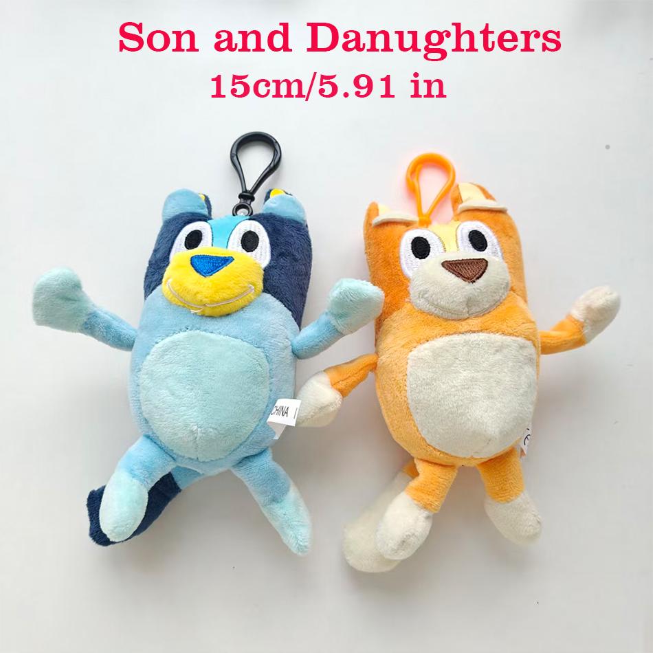 1-4Pcs Hot Blueyed Dog Bingo Family 15-28Cm Plush Toy Cartoon Dog Soft Stuffed Animals Dolls Birthday Gifts Family Blue