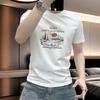 Универсальная мужская укороченная футболка с коротким рукавом, плотная, с модным принтом, повседневная, с круглым вырезом, большие размеры