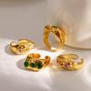 Stainless Steel Adjustable Ring for Women Colorful Crystals 18K Gold Color Rings Luxury Jewelry High-Quality Fashion Accessies