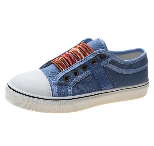 Модные весенне-осенние новые парусиновые туфли женские туфли на толстой подошве без застежек одинарные туфли женские туфли на плоской подошве большого размера мокасины P609