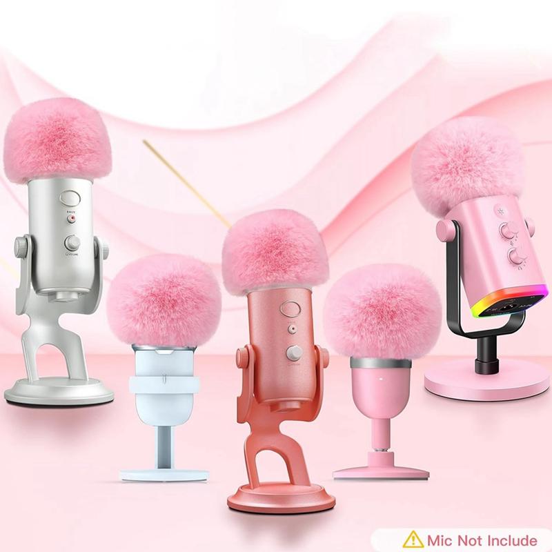 AA58 Mic Foam Cover for Blue Yeti Microphone,Mic Foam Cover with Furry Windscreen Muff Windshield for ZealSound K66 Pink