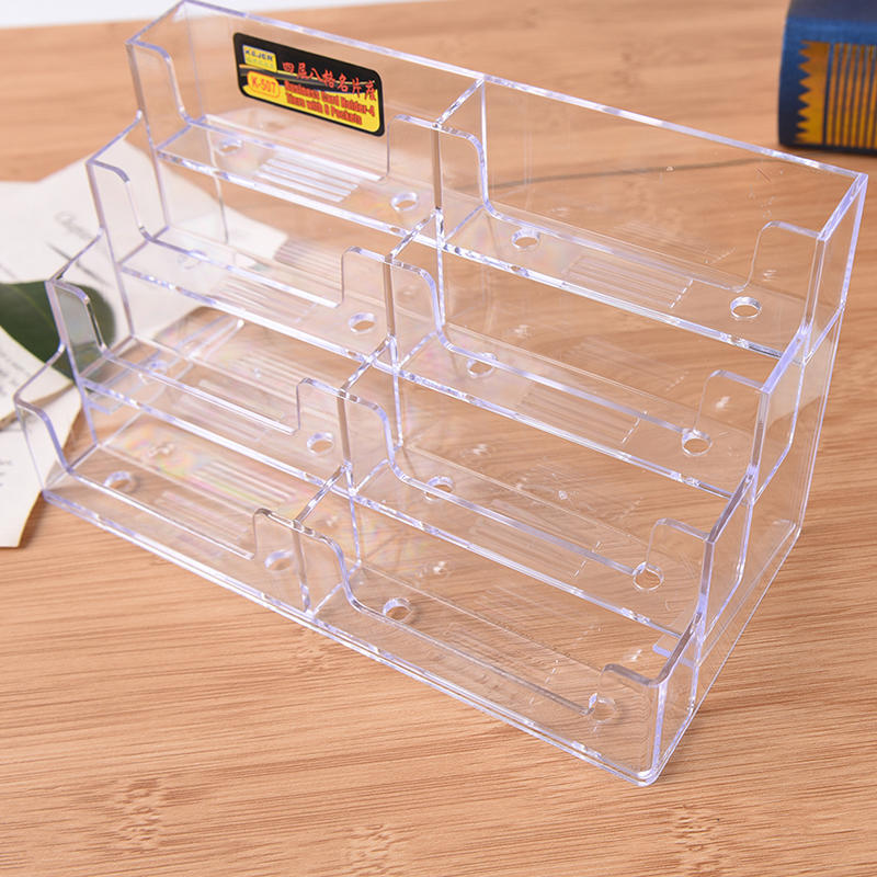 8 Pocket Desktop Business Card Holder Clear Acrylic Countertop Stand Display