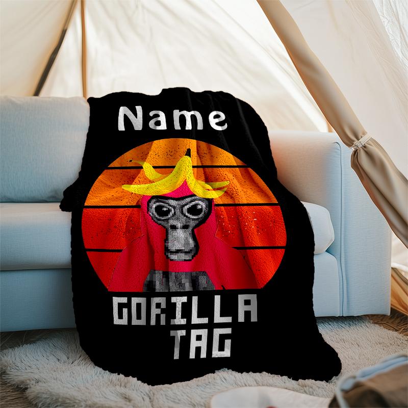 Personalized Custom Name Blanket - Gorilla Tag Print Design,Blanket for Sofa,Bed,Travel,Camping - Soft and Warm, Great Gift