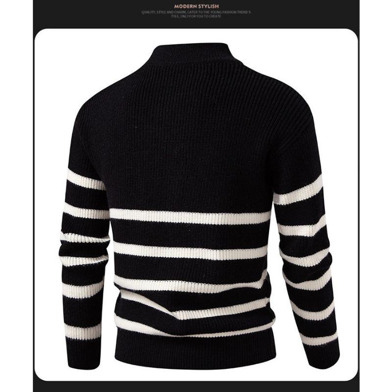 Men S Half Zip Stand Collar Knitted Sweater Long Sleeve Thick Autumn Winter