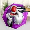 1 шт. Складной зонт Looney Tunes Сильвестр с автоматическим открытием/закрытием, ветрозащитная конструкция с 8 ребрами, легкий дорожный зонт для женщин/мужчин 13