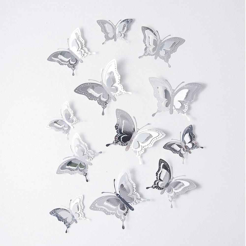 12pcs 3D Butterfly Wallpaper Self Adhesive Decal New Butterfly Wall Stickers Festival Decoration
