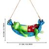 Смола висит лягушка на гамаке садовые украшения для открытого балкона домашнего офиса отеля гостиной (21 х 9,5 см, ДХВ), Разноцветный
