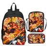 One Piece Printed 3-Piece Backpack Set Cartoon Pirate Navy Elementary School Bag Large Capacity Water-Resistant Kids Backpack
