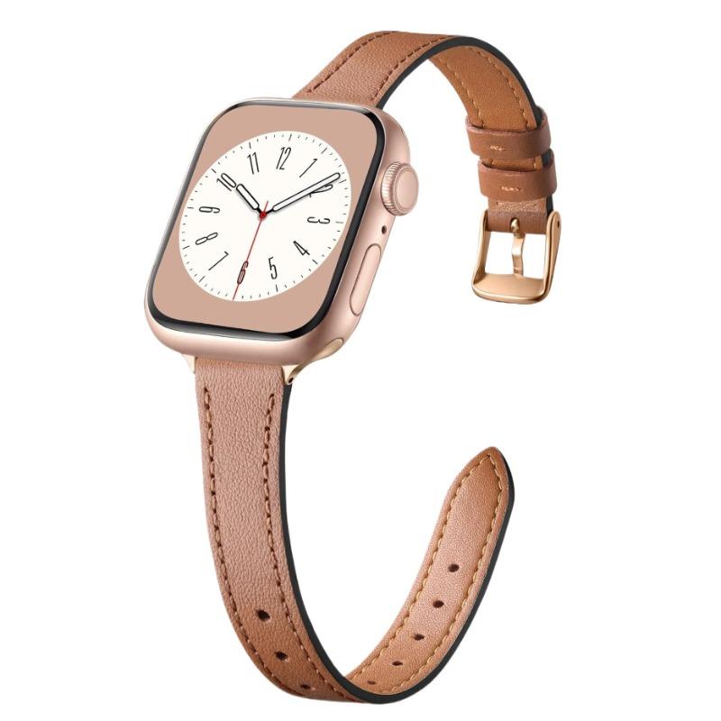 Slim Leather Band Compatible with Apple Watch Bands for Women , Top Grain Genuine Leather Strap Wristband for iWatch Series 11 10 SE 9 8 7 6 5 4 3 2 1