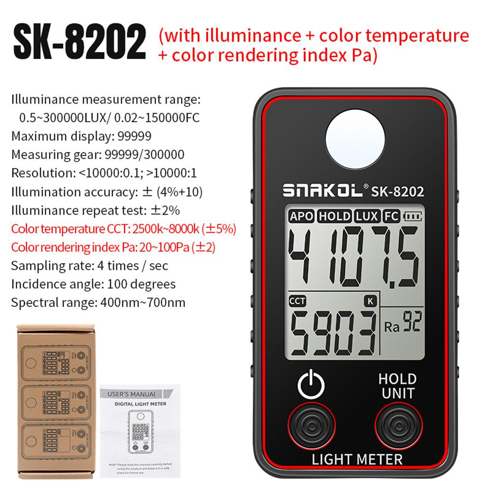 Color Temperature Tester Illuminance Meter 0.5-300000LUX LED Illumination Test Meter Photographic Luminance Measuring Device