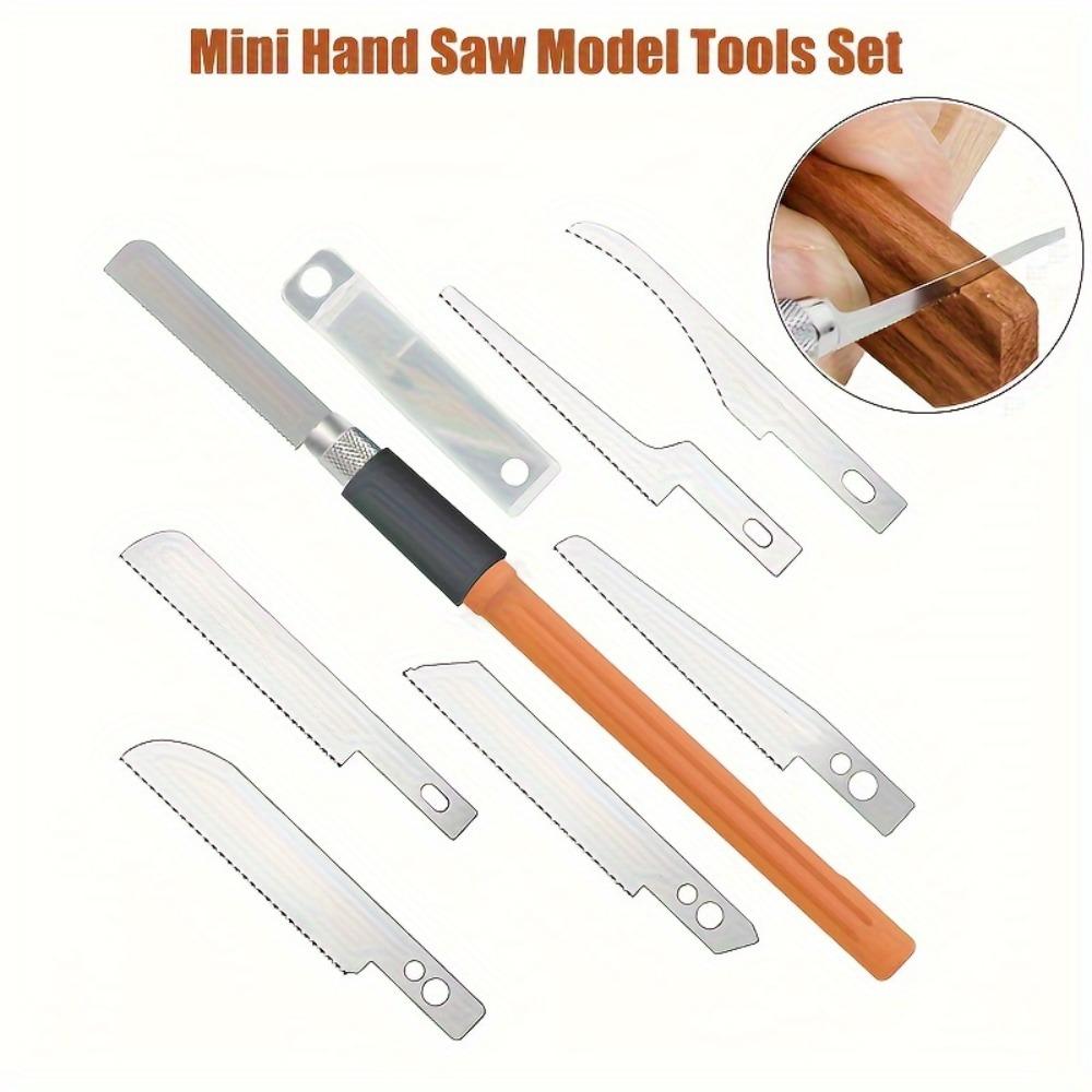 Набор из 8 мини-пил для поделок, точный нож для хобби своими руками со сменными стальными лезвиями для резки дерева и поделок, ручной многофункциональный инструмент