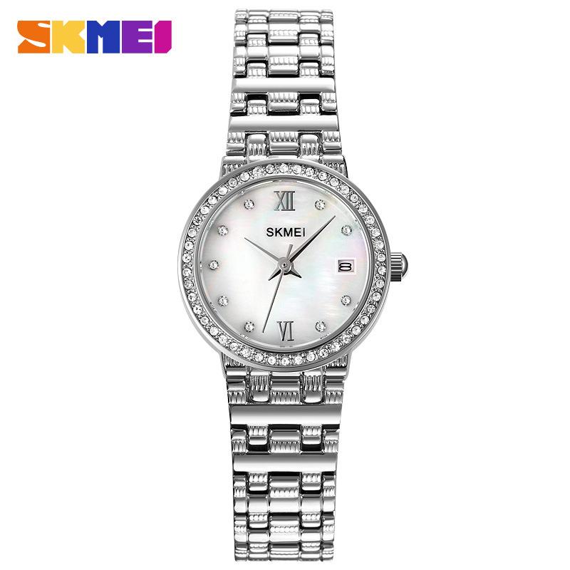 Skmei Moment beauty модный корпус из цельной стали со стразами и женскими часами, европейские красивые женские деловые часы-браслет