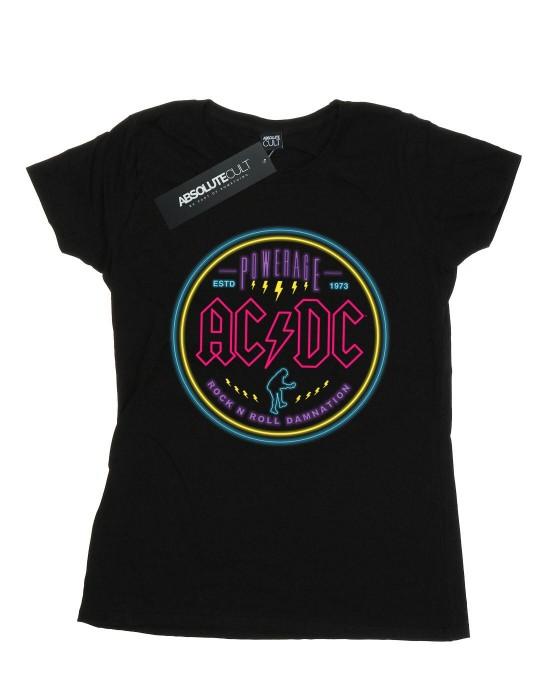 AC/DC Женская/дамская футболка Circle Neon Cotton