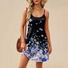 Fashion Women Summer Dress Vintage Floral Print Adjustable Spaghetti Straps Beach Vacation Casual Dress With Pockets