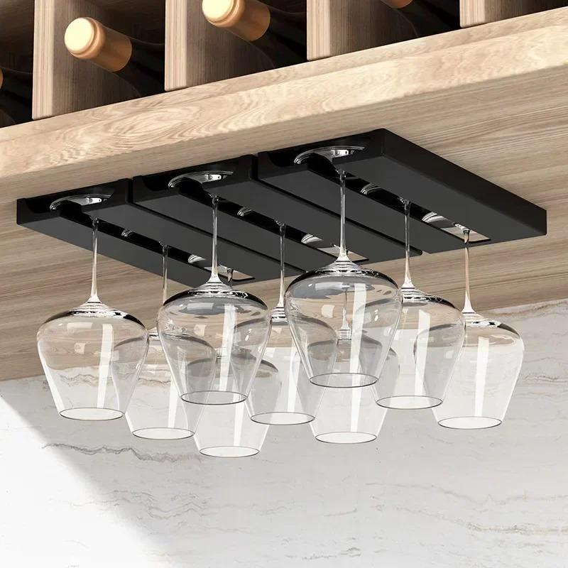 Non-drilled Bar Wine Glass Rack Cup Holder in Kitchen and Dining Room Upside-down Racks for Household Wine Glasses Organizador