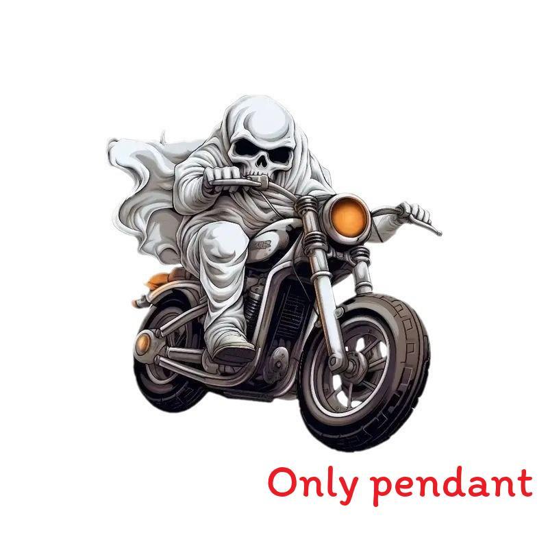 Halloween Skull Themed Riding Motorcycle Pattern Pendant For Decor Holiday