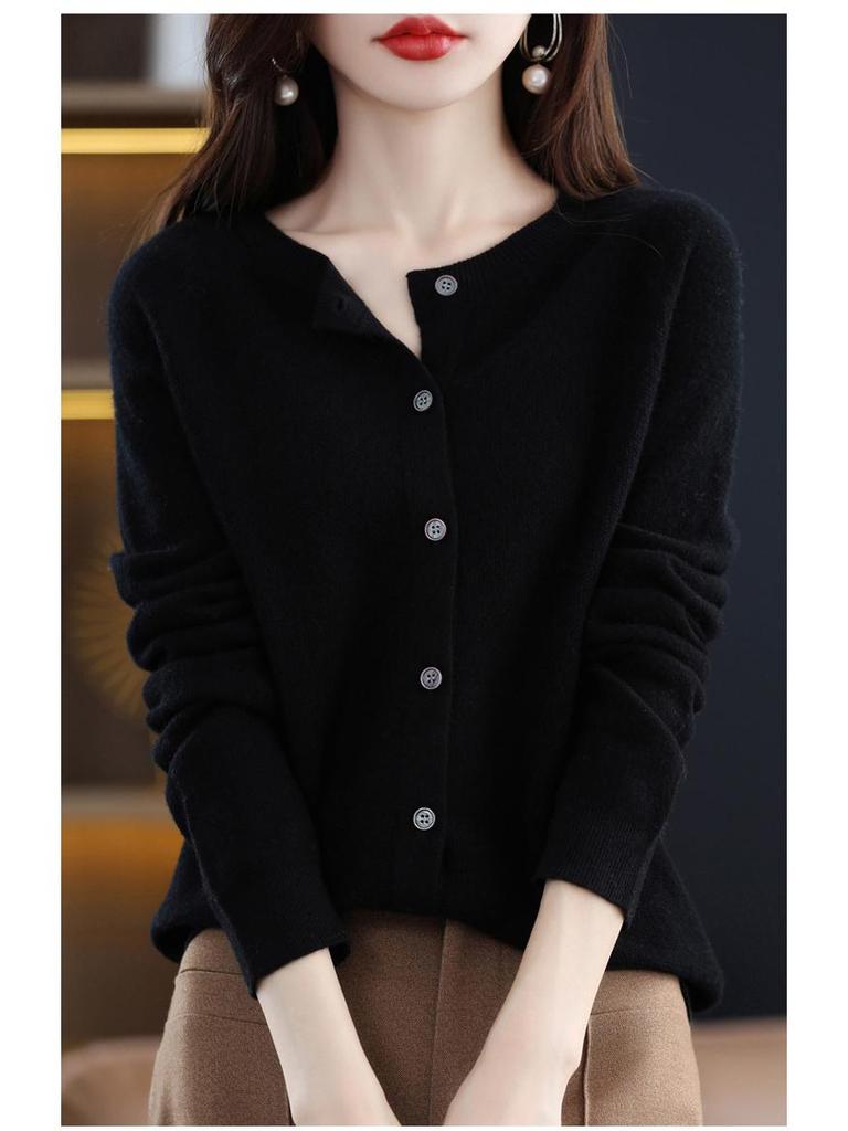 Женский кардиган из 100% шерсти однотонный - Осенняя коллекция