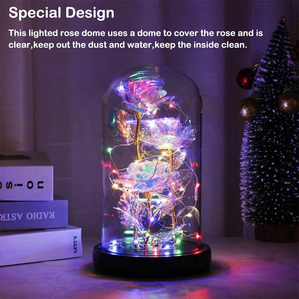 Искусственные цветы светодиодные зачарованные стеклянные колпачки, купольные лампы с розами, настольные украшения, фигурки из фольги, гирлянды, украшения для вечеринок