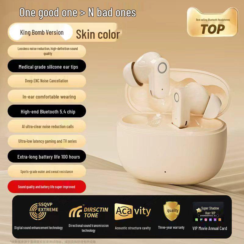 2025 ENC True Noise Cancelling Wireless Bluetooth Earphones: Ultra-Long Battery, Comfortable for Sports & Running.