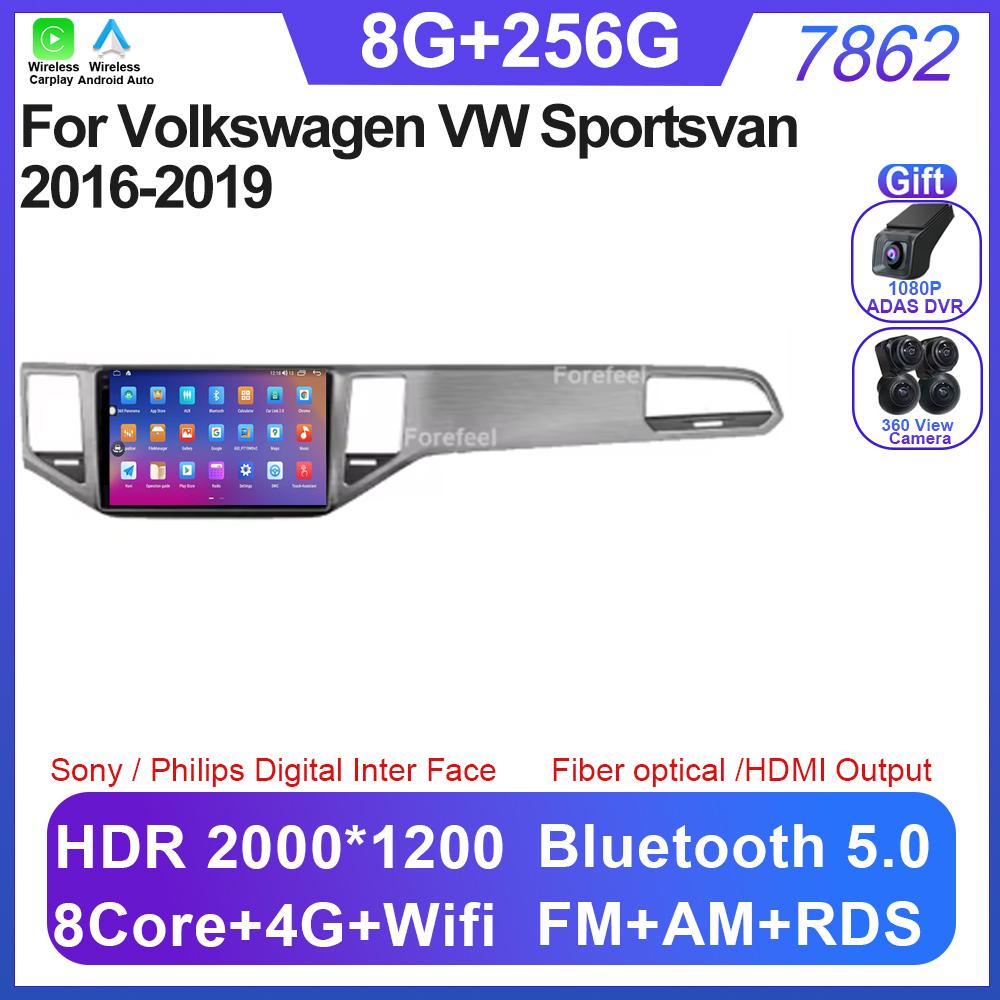 Автомагнитола Android 14 для Volkswagen VW Sportsvan 2016-2019 Радио Мультимедийный плеер 5G WIFI GPS Навигация НЕ 2DIN Carplay