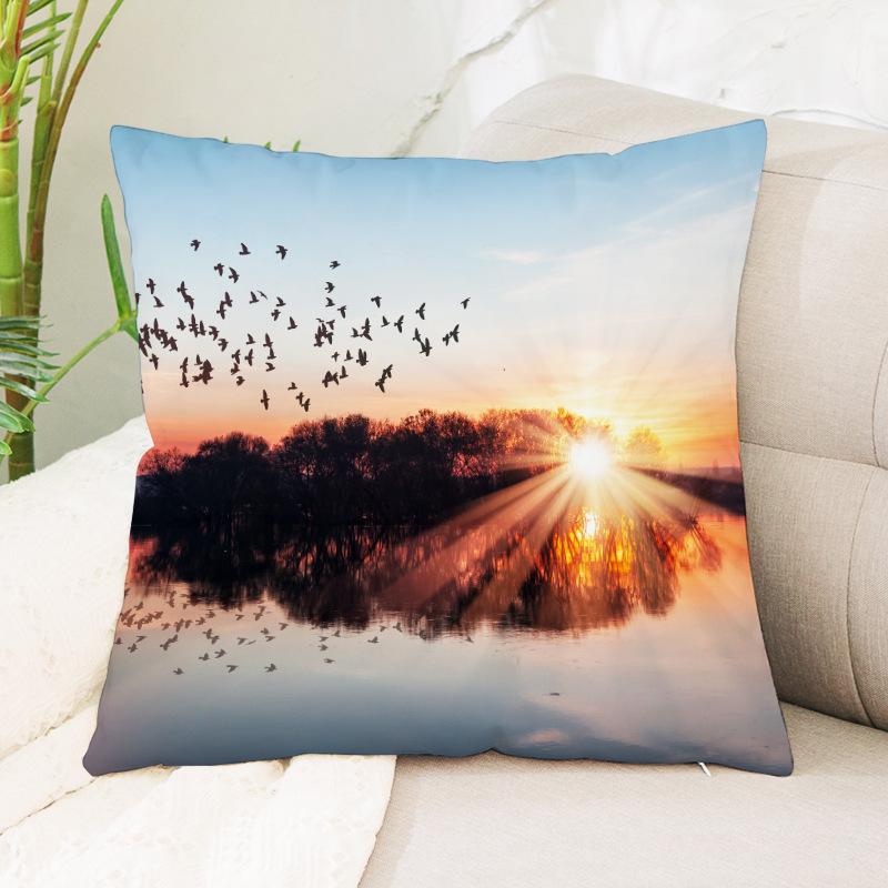 Чехол на подушку с рисунком «Чайка», пляж, закат, пейзаж, украшение для дома, гостиной, дивана, подушка для талии, подушка, наволочка